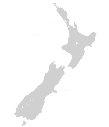A simple grey map of New Zealand on a white background