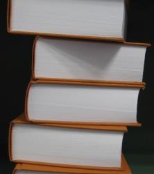pile of bound books