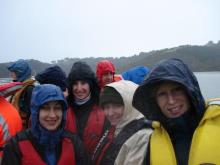 Government staff on oyster farm field trip
