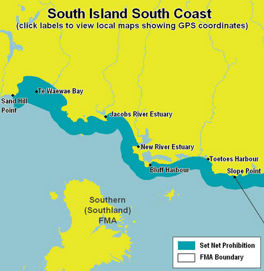 South Coast South Island Map. 
