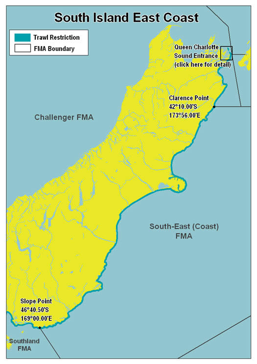 East Coast South Island - Trawl Map.
